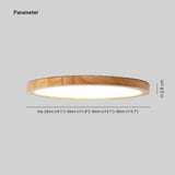 Nordic Round Wood Flush Mount Ceiling Light Dimmable for Bedroom