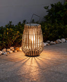 Bohemian Outdoor Floor Lantern Light Bamboo for Patio, Solar, IP65