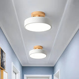 Nordic Hallway Round Led Semi Flush Ceiling Light