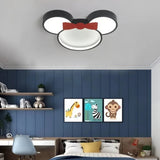 Cartoon mouse ceiling light installed in a kids bedroom