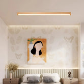 Scandi Linear Flush Ceiling Light wood for Hallway, Durable