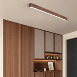 Scandi Linear Flush Ceiling Light wood for Hallway, Durable