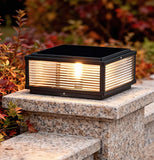 Solar Garden Pillar Light Modern IP65 Black Glass