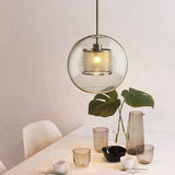 Modern Clear Glass Pendant Light Brass Dimmable for Dining Room