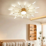 Modern Sputnik Semi Flush Mount Ceiling Light Metal Dimmable for Living Rooms