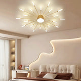 Modern Sputnik Semi Flush Mount Ceiling Light Metal Dimmable for Living Rooms