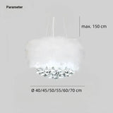Feather chandelier available in 40 to 70 cm diameters
