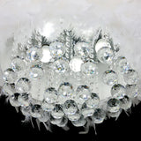Crystal pendants on a feather chandelier