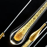 Close-up of the textured gold crystal LED pendant
