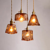 Mid Century Amber Glass Pendant Light for Dining Room