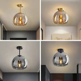 Amber glass ceiling light shown from the front