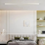 White linear LED flush ceiling light with a slim profile
