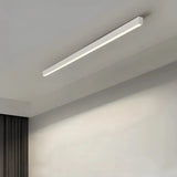 White linear flush ceiling light mounted on a pale ceiling