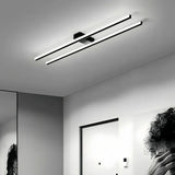 Slim linear ceiling light installed close to the ceiling