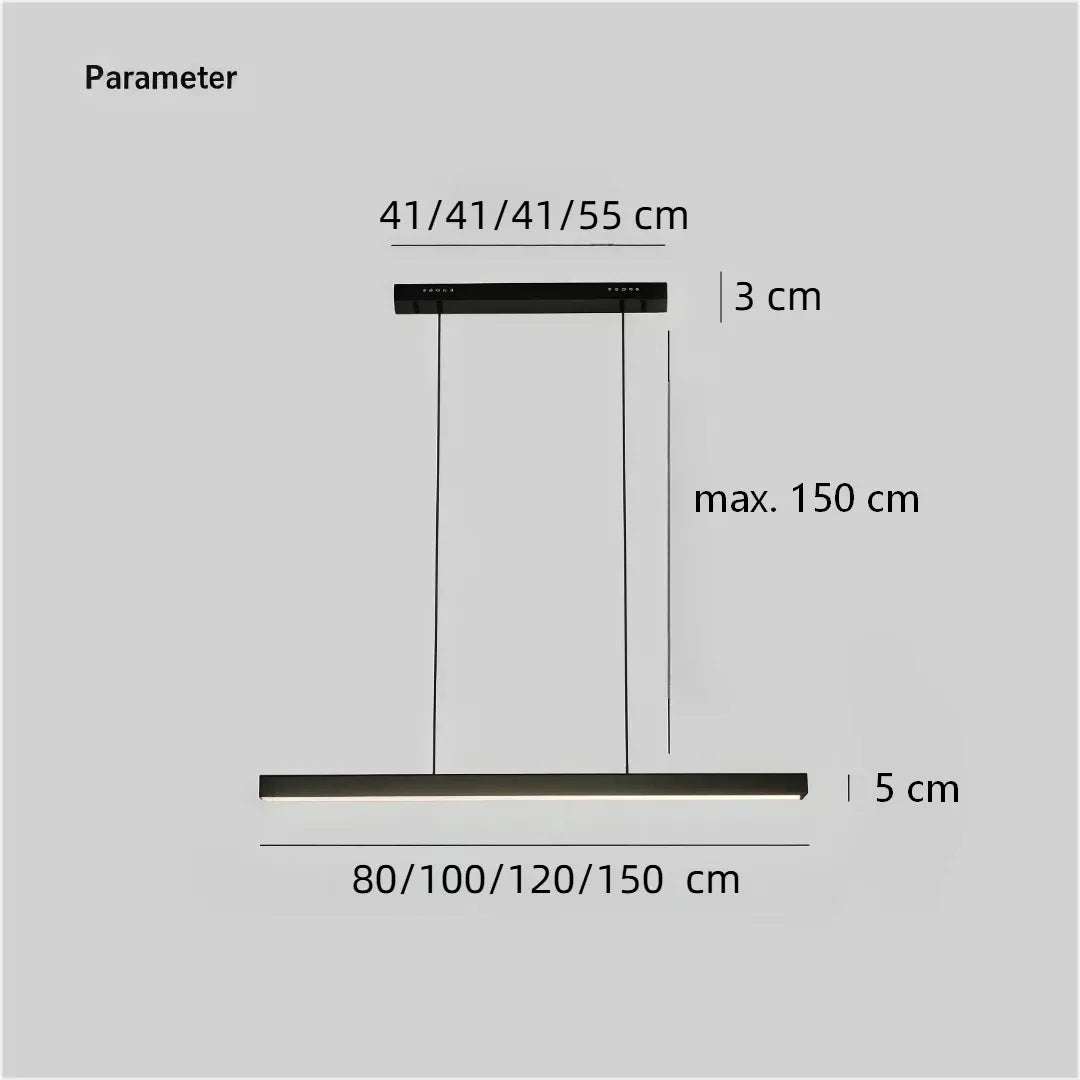 Linear pendant light available in 80cm, 100cm, 120cm and 150cm lengths
