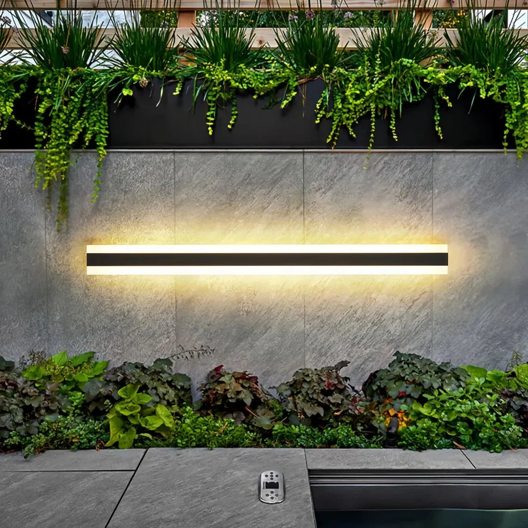 Contemporary black outdoor wall light for garden, patio and exterior walls