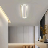 White minimalist oval ceiling light for bedroom or hallway