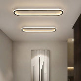 Black oval LED flush ceiling light for hallway and living room