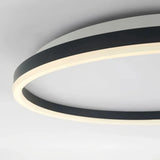 Close up view of modern halo ring ceiling light design