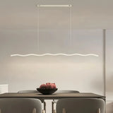 White wave pendant light in a minimalist living room