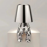 Silver sculptural bedside table lamp for modern bedrooms