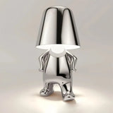 Silver sculptural bedside table lamp for modern bedrooms