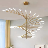 Gold firework chandelier in a contemporary living room