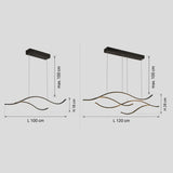 Dimension diagram for the 100 cm and 120 cm wave pendant lights