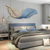 Blue feather-shaped LED wall light