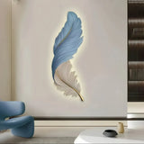 Blue feather-shaped LED wall light