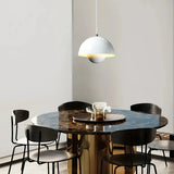 Gloss white dome pendant light with a matching ceiling canopy