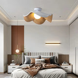 Lotus leaf flush ceiling light mounted on a bedroom ceiling