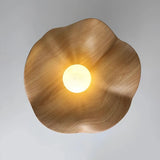 Close-up view of the lotus leaf LED ceiling light from below