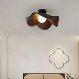 Black and walnut lotus leaf LED flush ceiling light