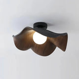 Black and walnut lotus leaf LED flush ceiling light