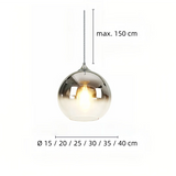 Glass globe pendant light with adjustable suspension