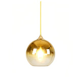 Modern glass globe pendant light in a gold finish