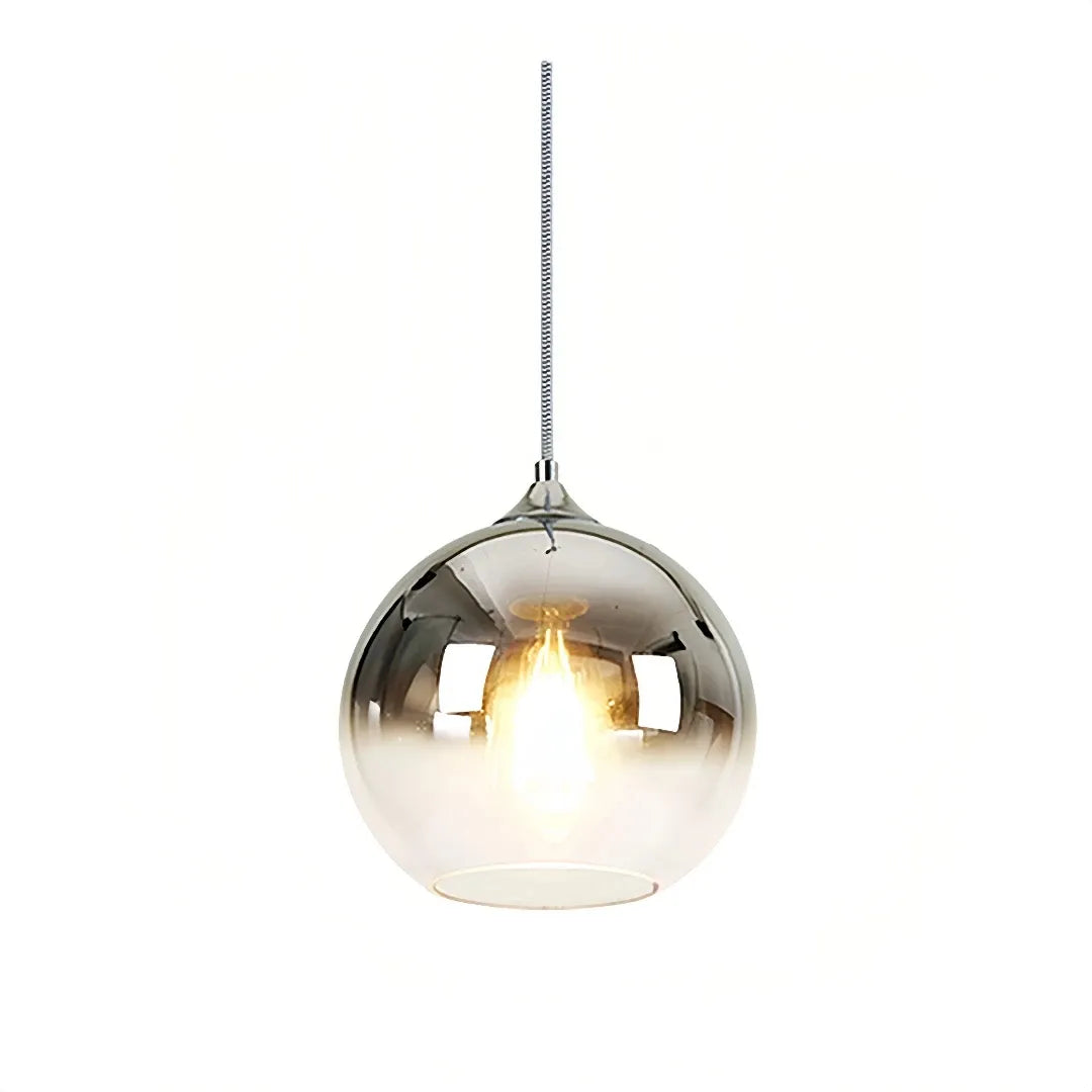 Modern glass globe pendant light in a silver finish