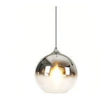 Modern glass globe pendant light in a silver finish