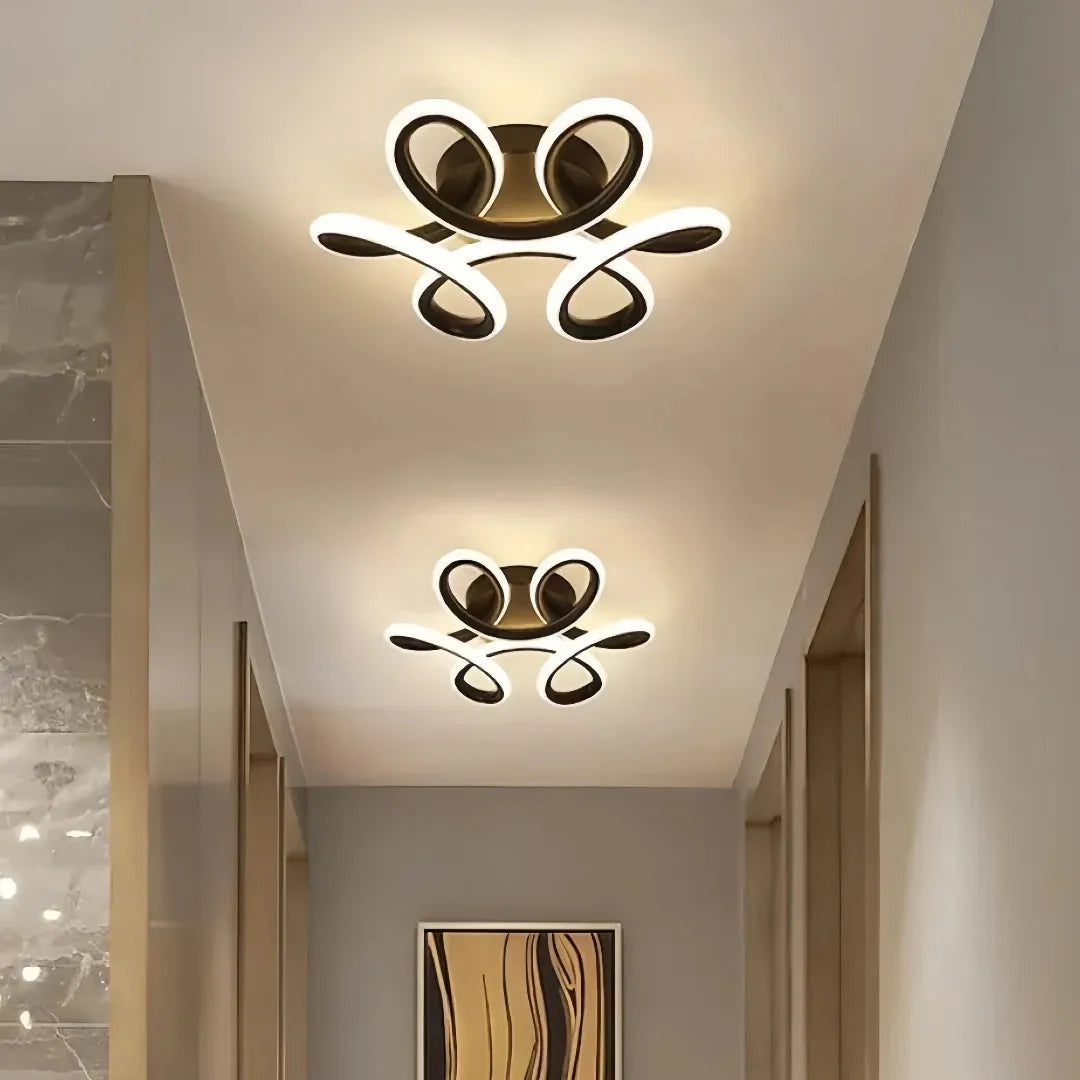 Black flower-shaped LED flush ceiling light
