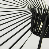 Close-up of the curved fabric shade on the hat pendant light