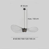 Fabric hat pendant light dimensions and suspension diagram