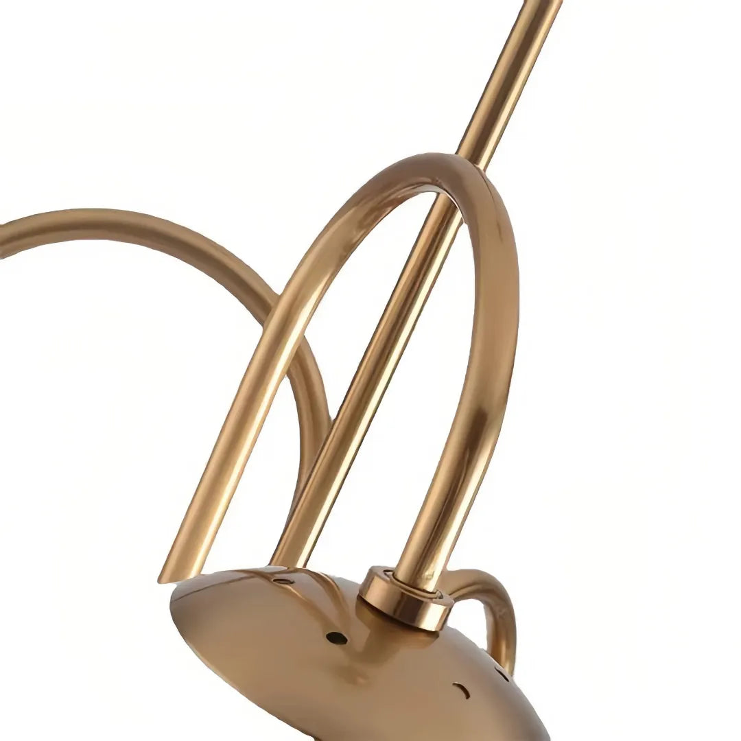 Metal frame joints and globe caps against a white background