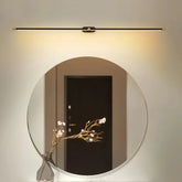Black and gold linear bathroom wall light, front view