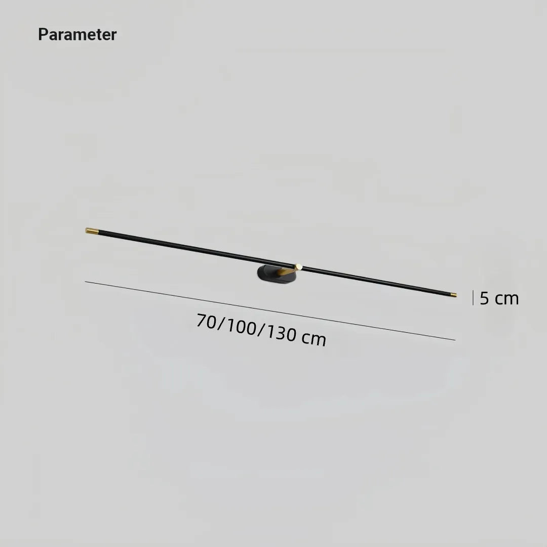 Dimension diagram showing 70, 100 and 130 cm wall light lengths