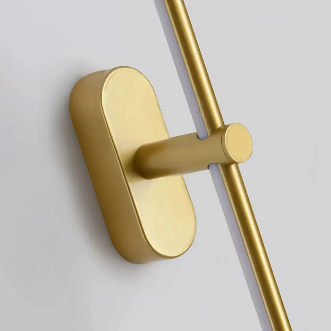 Aluminium and iron body detail of the linear wall light