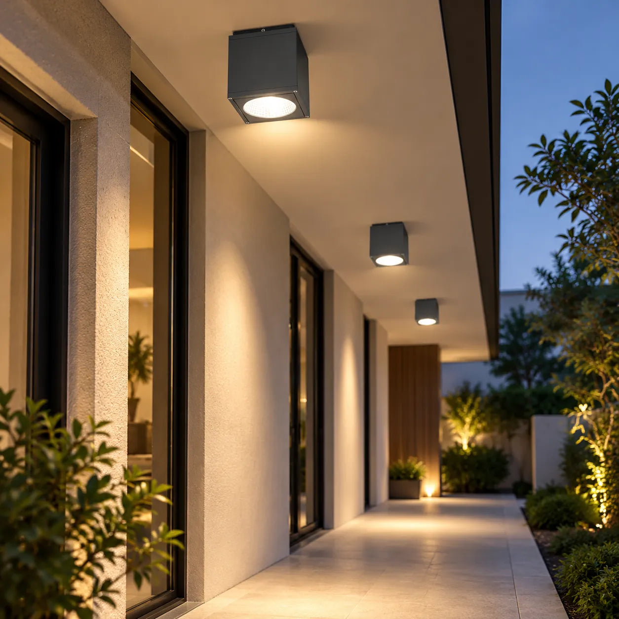 IP65 surface-mounted outdoor ceiling light in black