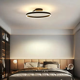 Black double-ring LED semi-flush ceiling light
