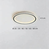 Round ceiling light dimensions: 5 cm high, with diameters of 20, 30, 40, 50, 60 and 80 cm