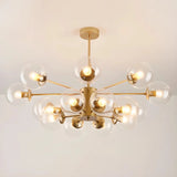Gold 16-light Sputnik chandelier with clear glass globes